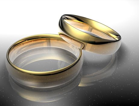 Two wedding ring on a night sky background