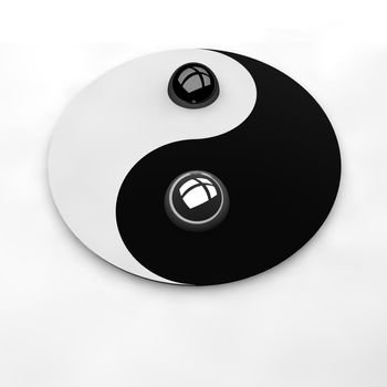 Yin and Yang symbol rendered in 3d