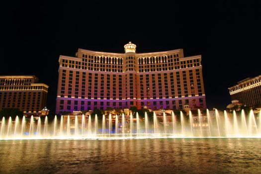 Las Vegas, USA - May 22, 2012: Bellagio is a posh hotel and casino located on the famous Las Vegas Strip.  An intricate array of fountains outside the building provides a beautiful show for Las Vegas visitors.