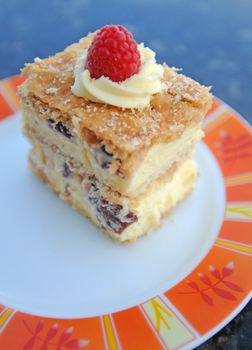 sponge cake with cream filling for dessert
