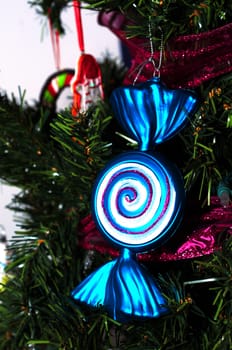 Blue candy christmas ornament for the tree