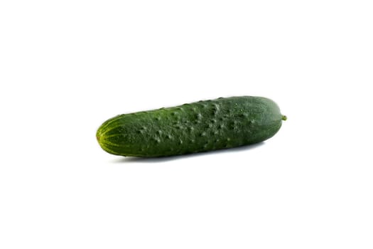Green cucumber close-up, isolated on white background.