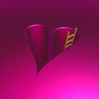 heart-shaped hole and ladder - 3d illustration