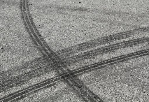 Tire marks on road track for background