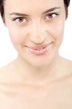 close-up portrait of a beautiful happy girl