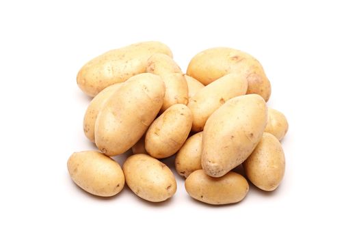 bunch of fresh potatoes against white