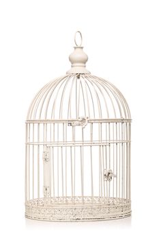 vintage bird cage isolated on white background