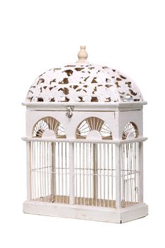 vintage bird cage isolated on white background