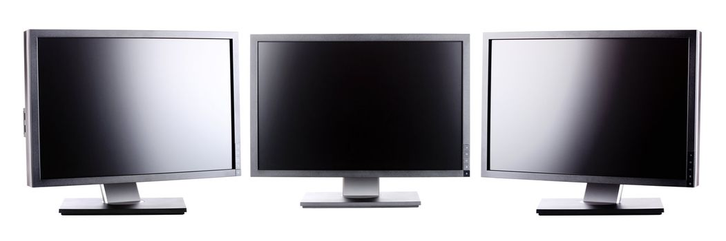 professional ips panel lcd monitors, isolated on white
