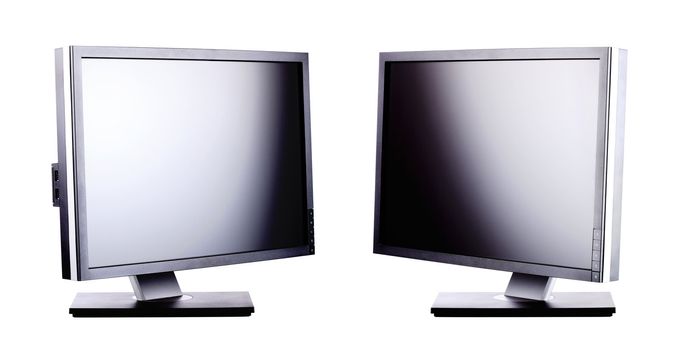 professional ips panel lcd monitors, isolated on white