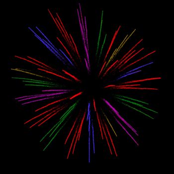 photo of a fireworks, with additional colors added in post-editing