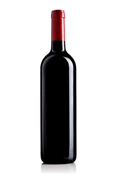 isolated red wine bottle on white background