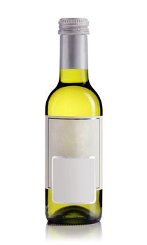 white wine bottle with empty label, isolated on white