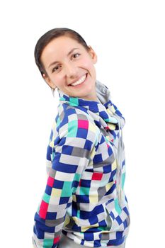 smiling happy girl, isolated on white background