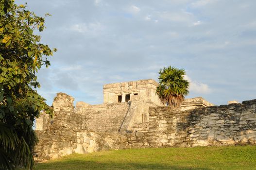 Ancient Mayan Ruins and Temple in Tulum, Mexico named the Castle