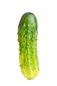 small green cucumber isolated on white background