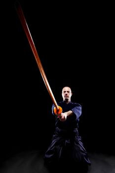 portrait of a Kendo fighter with Bokken