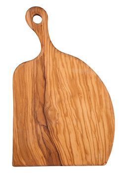 Kitchen board of olive wood on white background