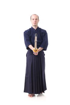 portrait of a kendo fighter with Shinai