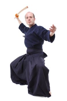 portrait of a kendo fighter with bokken
