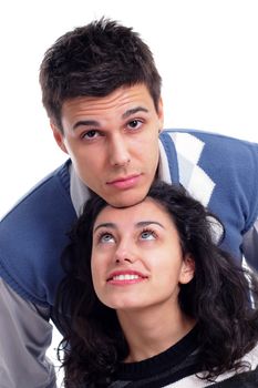 portrait of a young couple isolated on white