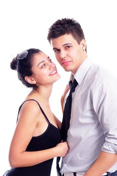 young sexy couple isolated on white background