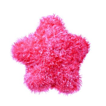 star shaped pink pillow isolated on white