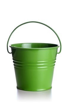 small green bucket isolated on white background