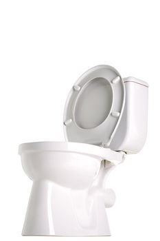 closed toilet, side view, isolated on white