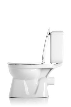 closed toilet, side view, isolated on white