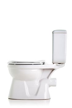 closed toilet, side view, isolated on white