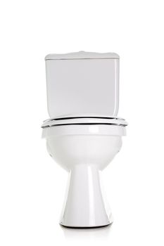 closed toilet, front view, isolated on white