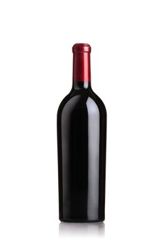 isolated red wine bottle on white background