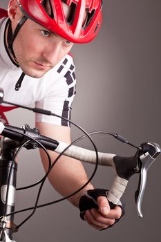 fully equipped cyclist riding a bicycle