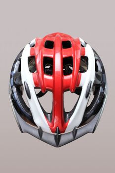 mountain bike helmet, floating on gray background