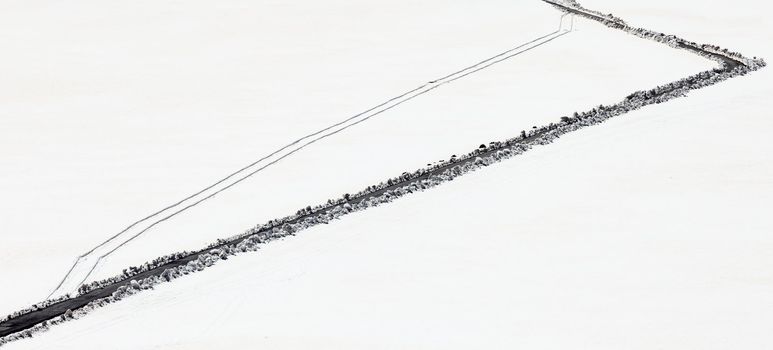 abstract shot of a road in snow