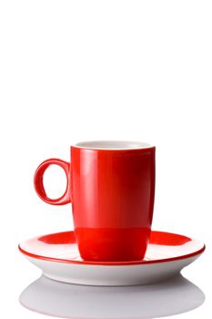 red cup of coffee, isolated on white