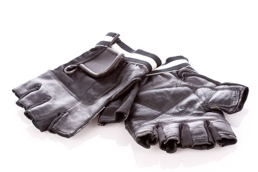 motorcycle protective wear: black short gloves, isolated on white