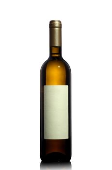 isolated white wine bottle on white background