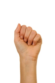 Finger spelling (hand alphabets) : Hand is spelling letter A over white background