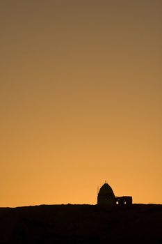 Ancient ruins in the light of the sunset, near Nile in Egypt