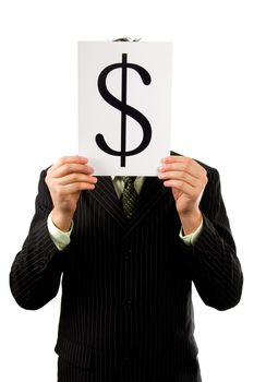 Businessman is holding a dollar mark
