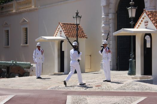 Changing royal prince guards:  palace Monte Carlo, Monaco
