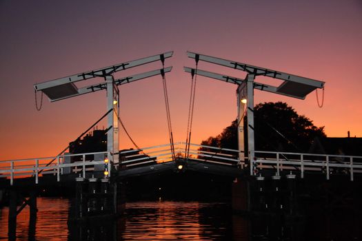 Bridge in the netherlands in evening