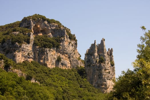 Rocks in the shape of cathedral, famous in the Ardeche of France