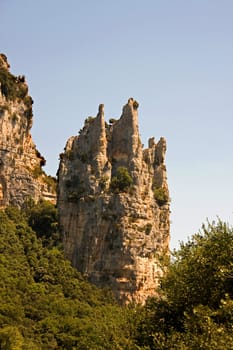 Rocks in the shape of cathedral, famous in the Ardeche of France