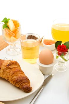 Delicious breakfast isolated on white background