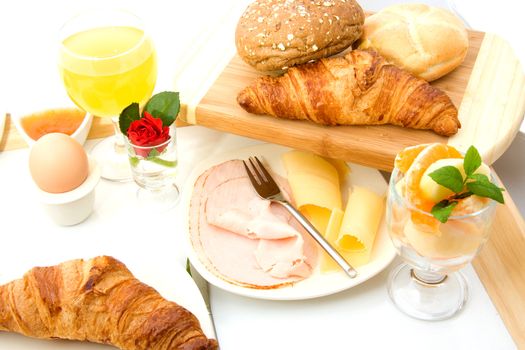 Delicious breakfast isolated on white background 
