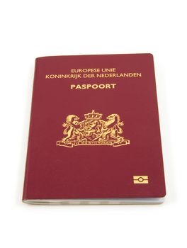 One Dutch passport isolated on white background
