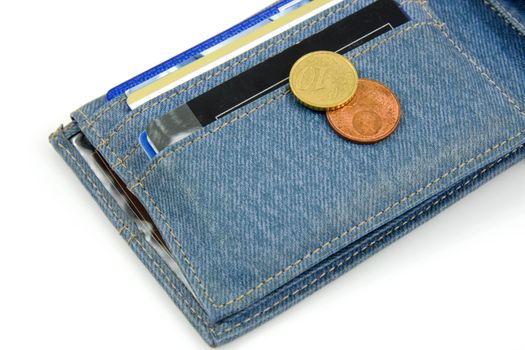 wallet and money isolated on white background